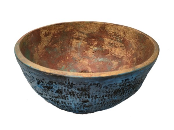 Νιπτήρας Χειροποίητος Μπάνιου με οξείδωση μπρούτζου και μεταλλικό μπλε Προσφορά 130,00€