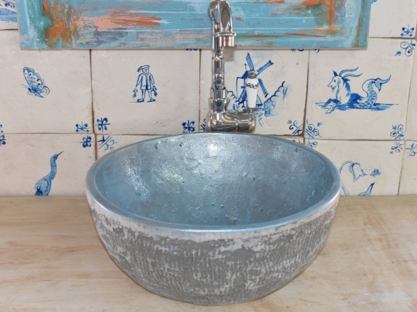 Προσφορά Χειροποίητος Επιτραπέζιος Νεροχύτης Δίχρωμος Στην Τιμή 90,00 €