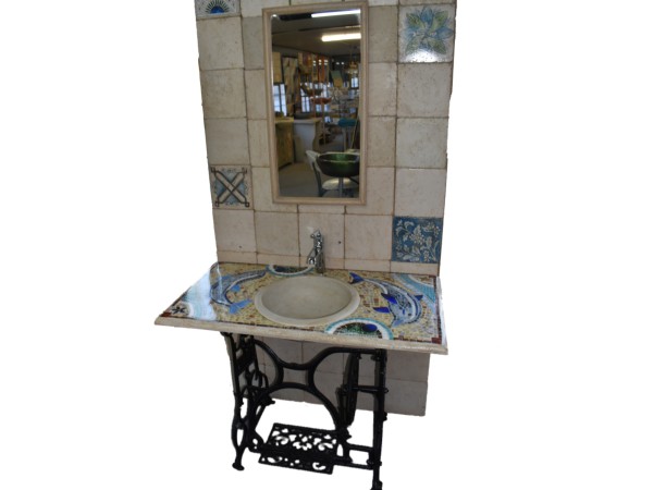 Handmade Bathroom Furniture Furniture With Mosaic Pattern Dolphins