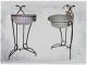 Bathroom sinks Cleon antique handmade with metal floor stands set Rome.