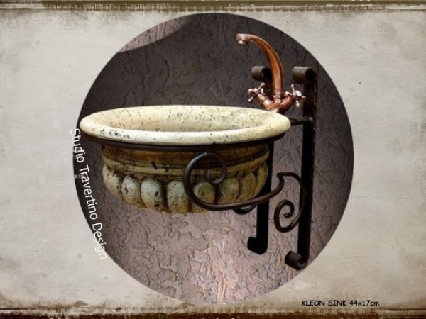 Μπάνιου νιπτήρες αντικέ Κλέων χειροποίητοι με βάσεις τοίχου μεταλλικές σετ Ρόδος.