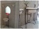 Bathroom sinks Cleon antique handmade with metal floor stands set Rome.