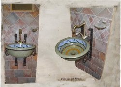 Sinks hydra handmade rustic wall with metal bases