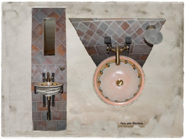Sinks hydra handmade rustic wall with metal bases