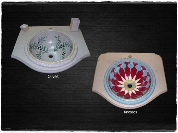 Stone rustic bathroom furniture extreme Tinos composition.