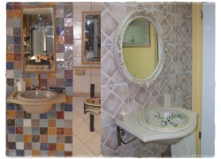 Stone rustic bathroom furniture extreme Tinos composition.