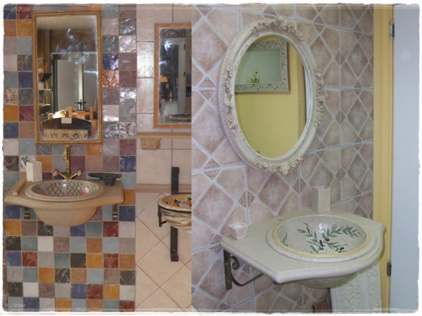 Stone rustic bathroom furniture extreme Tinos composition.