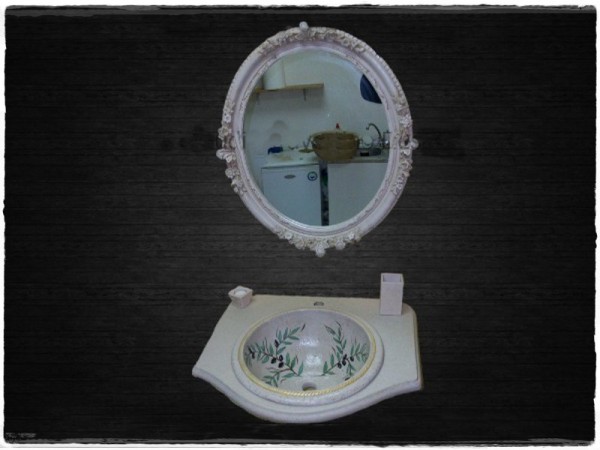 Stone rustic bathroom furniture extreme Tinos composition.