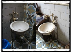 Membership bath rustic floor washbasin Theon Patra.