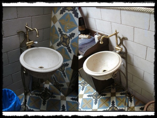 Membership bath rustic floor washbasin Theon Patra.