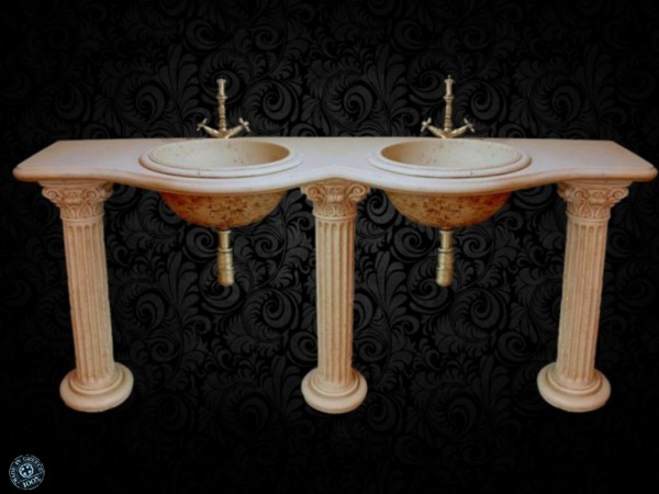 Handmade ancient bathroom furniture console Alexander with two sinks