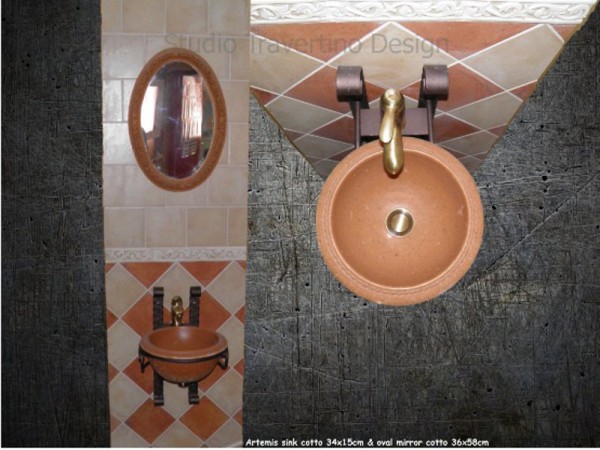 Handmade wc sinks with metal wall bases tower.