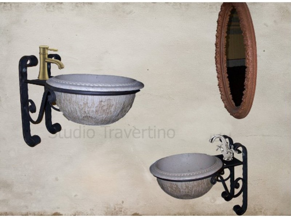 Handmade wc sinks with metal wall bases tower.